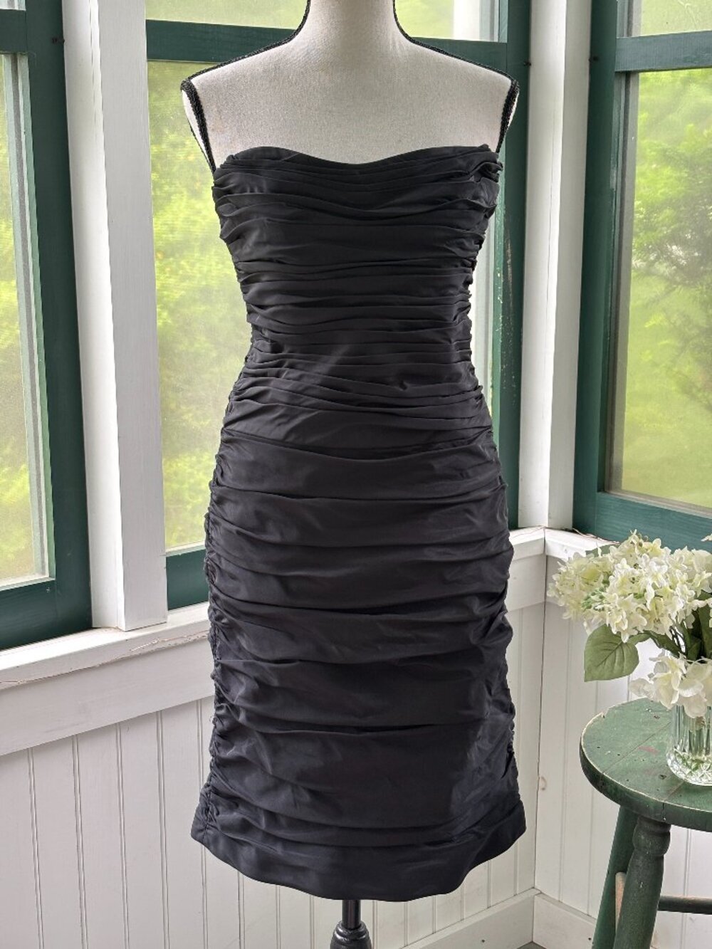 Rickie Freeman Teri Jon Black Ruched Strapless Cocktail Dress Size 6